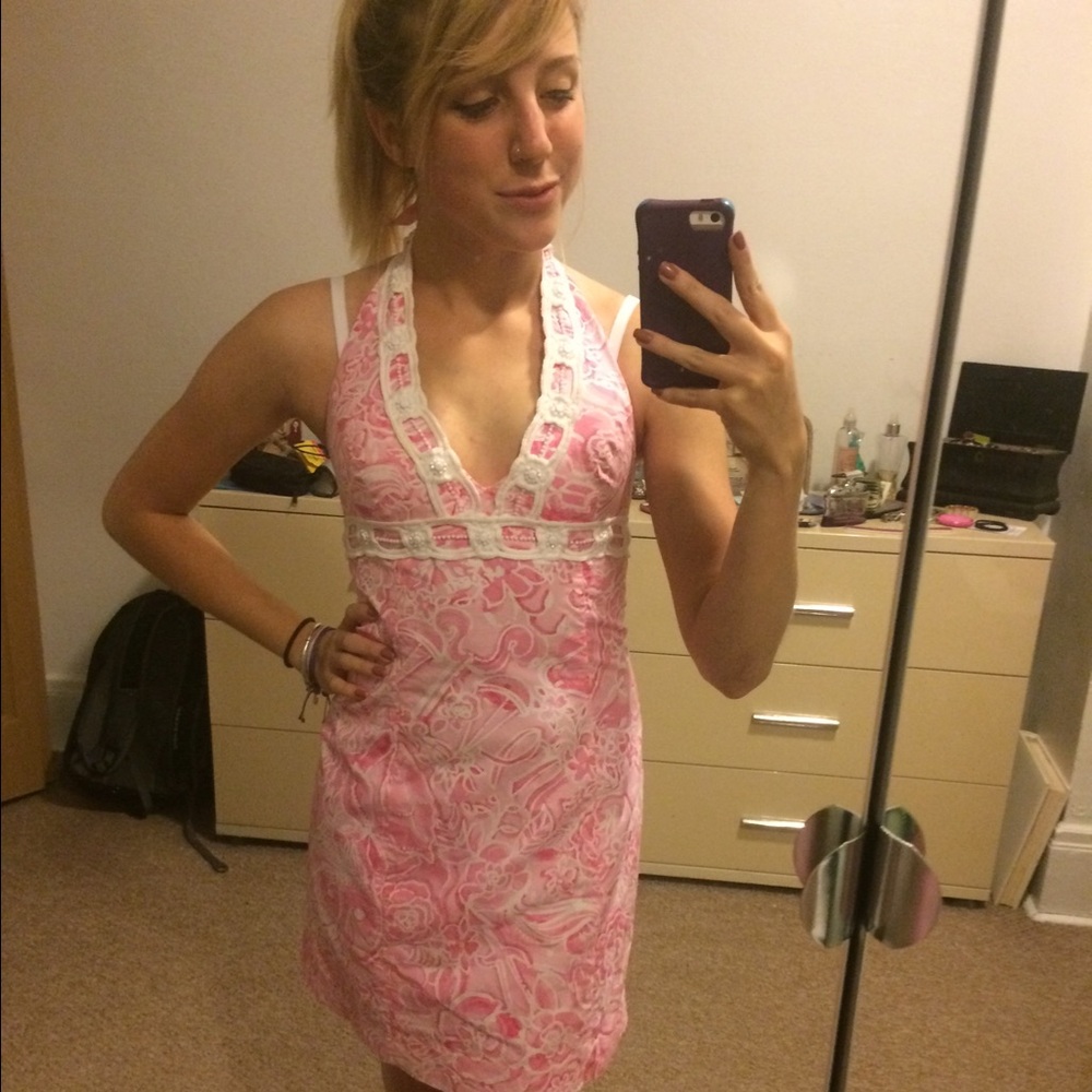 Lilly Pulitzer Pink Paisley Halter Dress